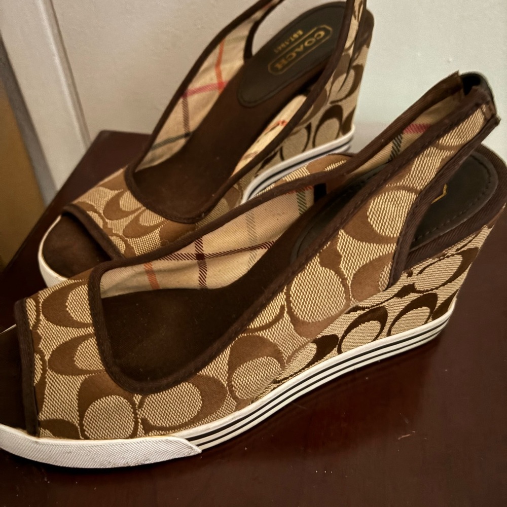 Coach Brown Wedge Shoes - Picture 2 of 5